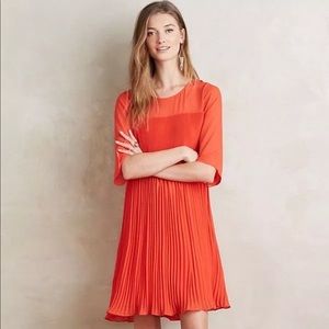 Maeve Anthropologie Edie Swing Orange Red Dress